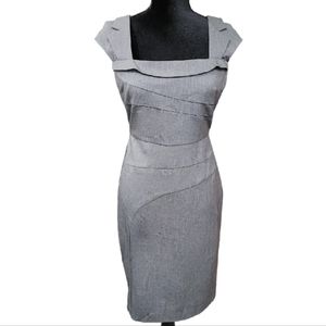 ICE Dark Gray Beautiful Gray Cap Sleeves Slimming Dress Size 4